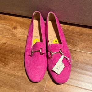 Joie Hot Pink Suede Bit Loafers